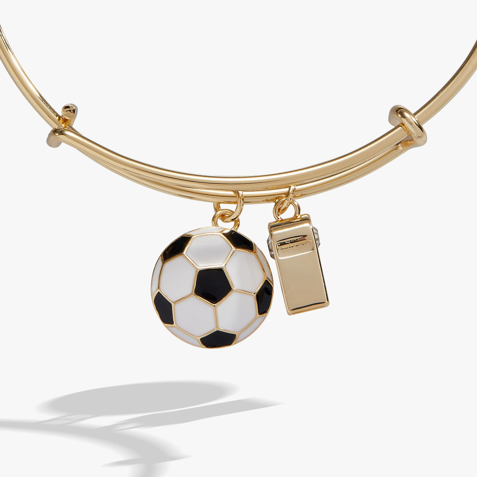 Soccer & Whistle Charm Bangle Gold