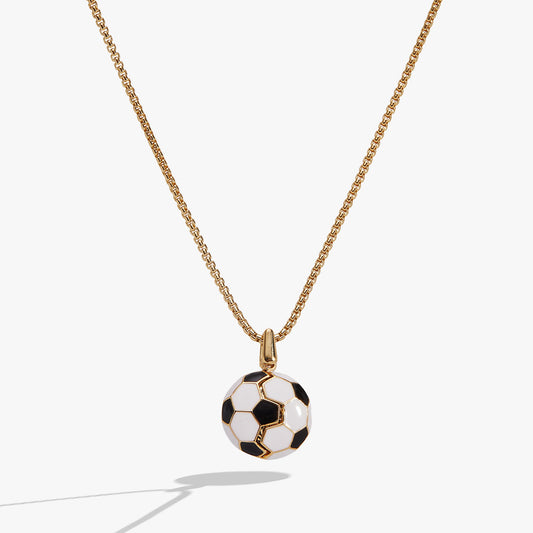 Soccer Ball "Control The Ball, Command The Game" Locket Necklace Gold