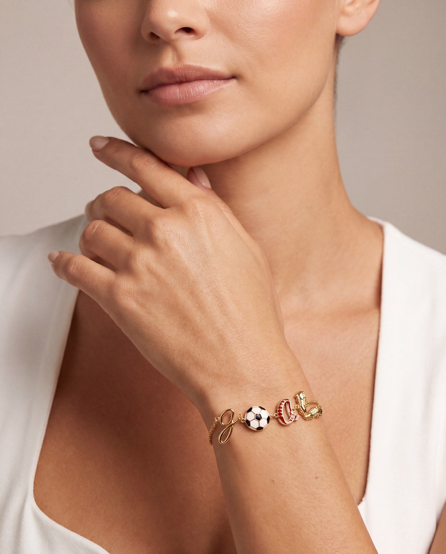 Soccer GOAL Linear Bracelet Gold