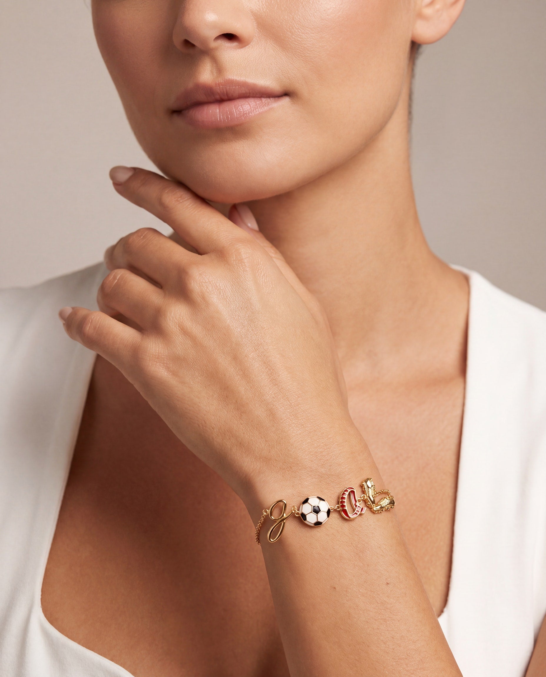 Soccer GOAL Linear Bracelet Gold