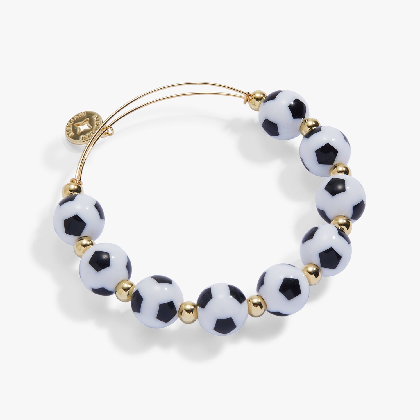 Soccer Beaded Bangle - Oversized Gold