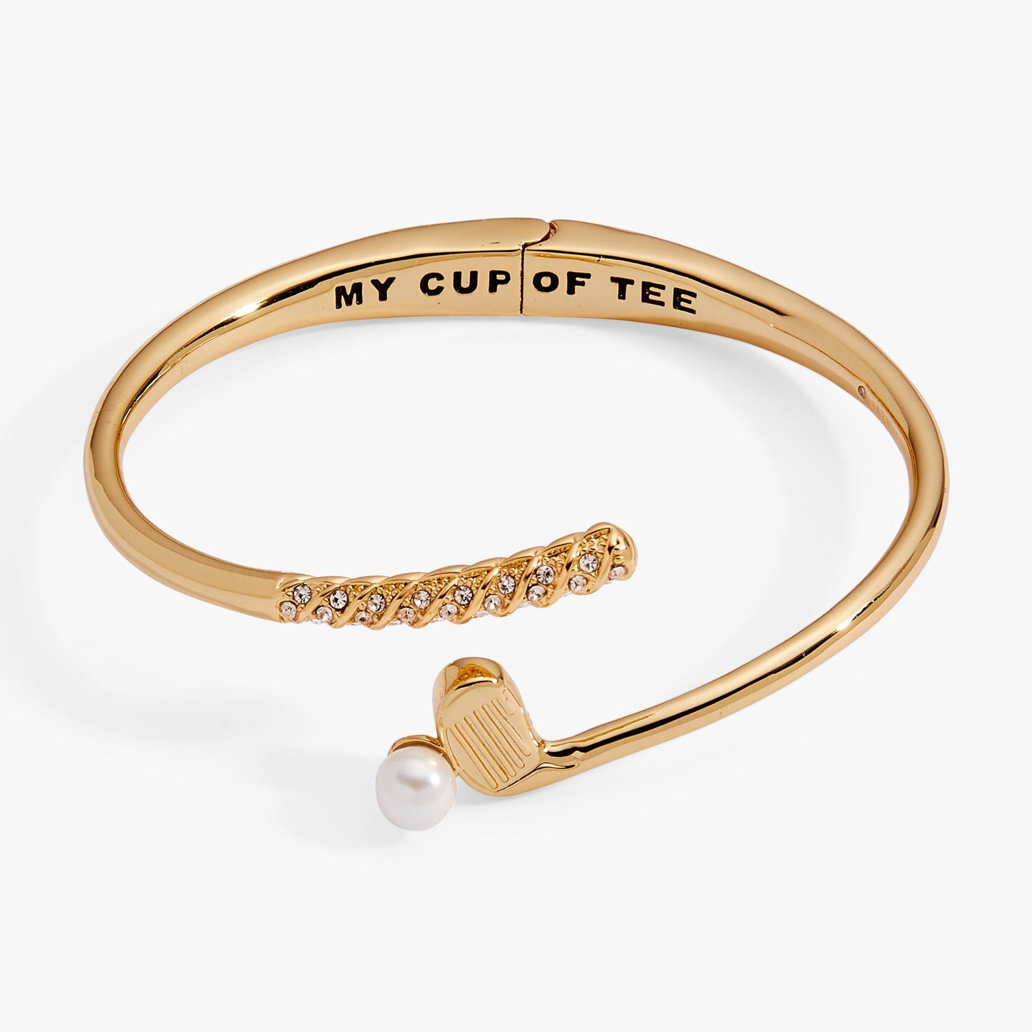 Golf Club 'My Cup of Tee' Bypass Cuff Bracelet Gold