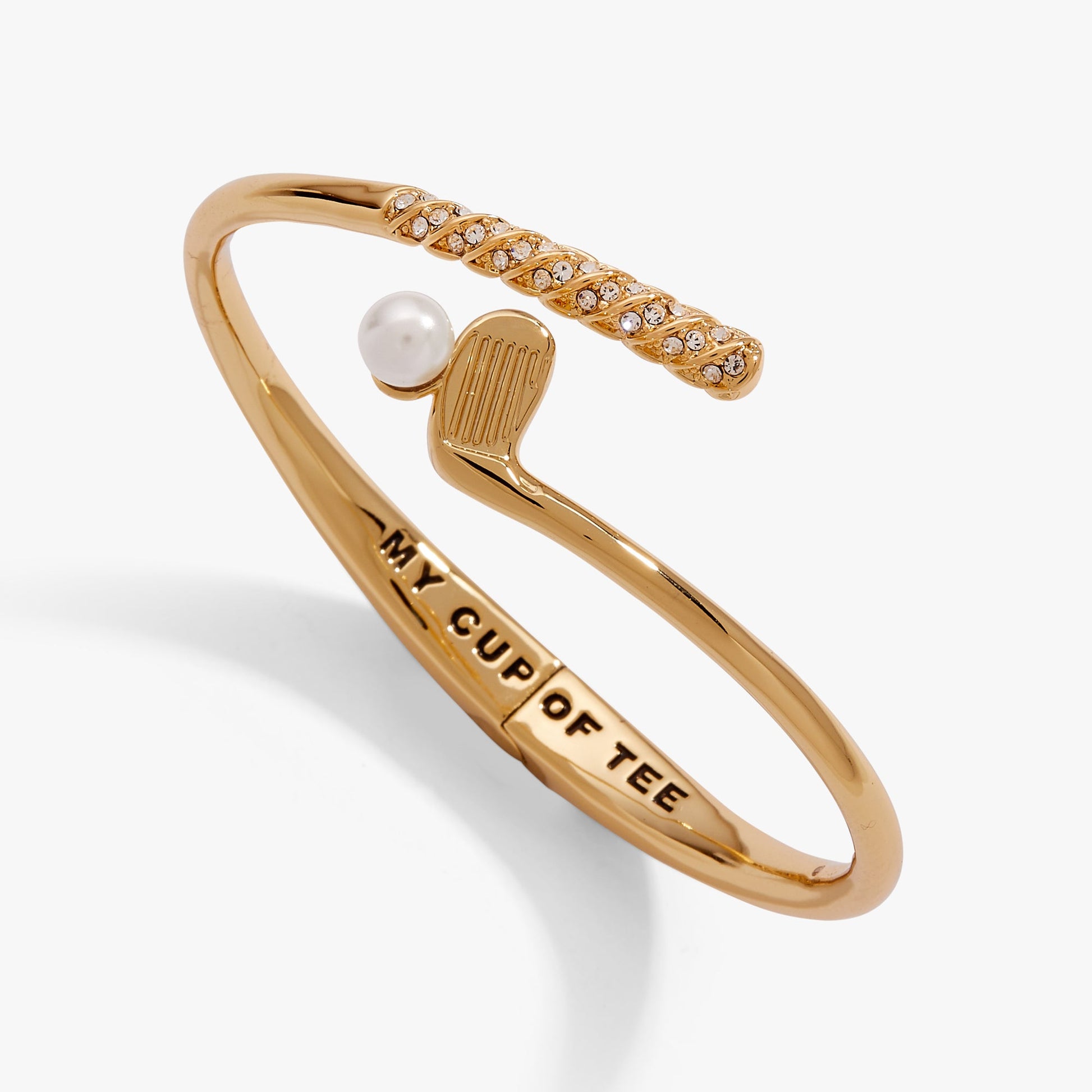 Golf Club 'My Cup of Tee' Bypass Cuff Bracelet Gold
