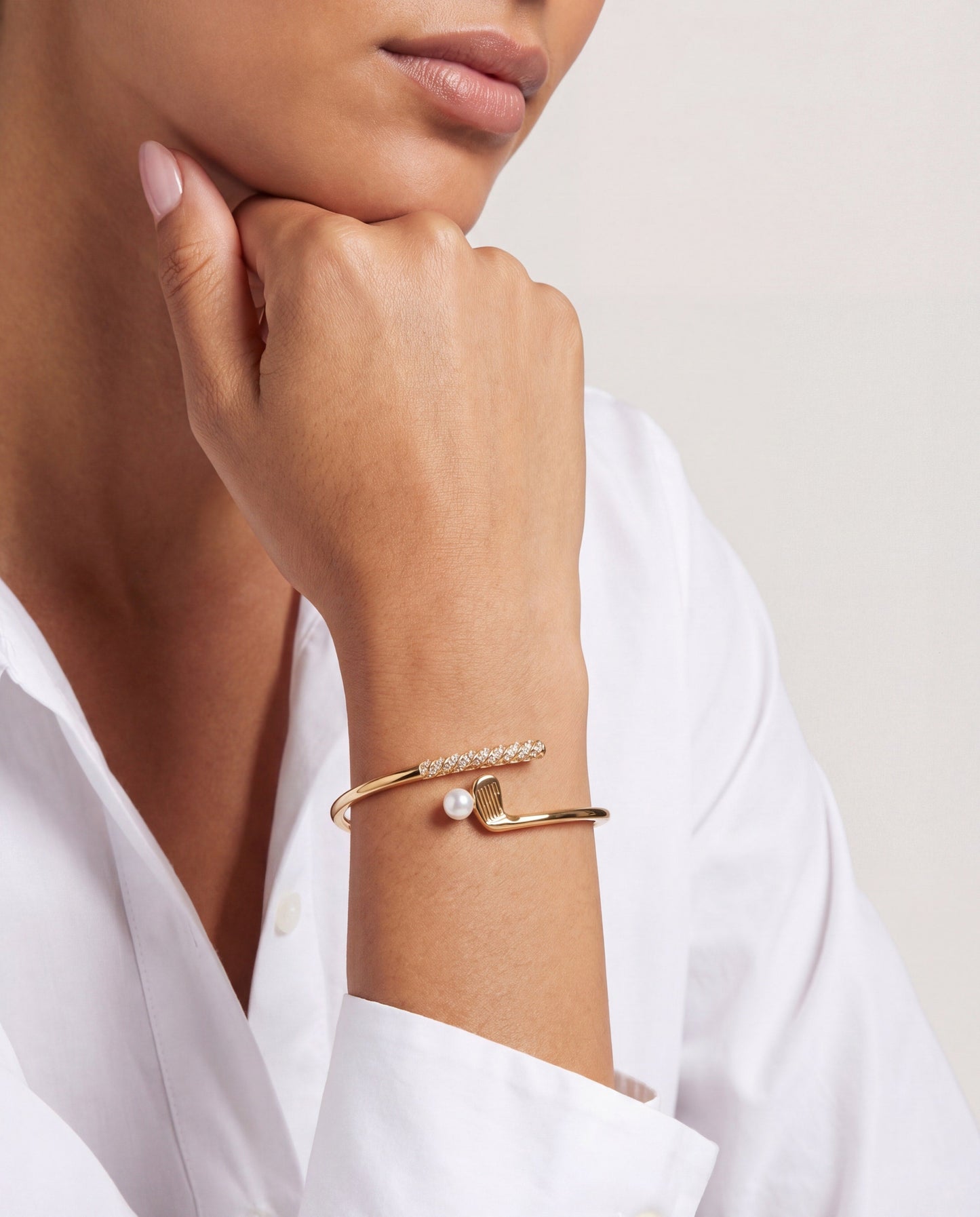 Golf Club 'My Cup of Tee' Bypass Cuff Bracelet Gold