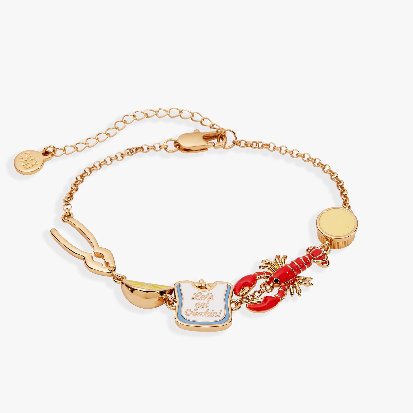 Lobster Boil 'Let's Get Crackin!' Inline Charm Bracelet Gold