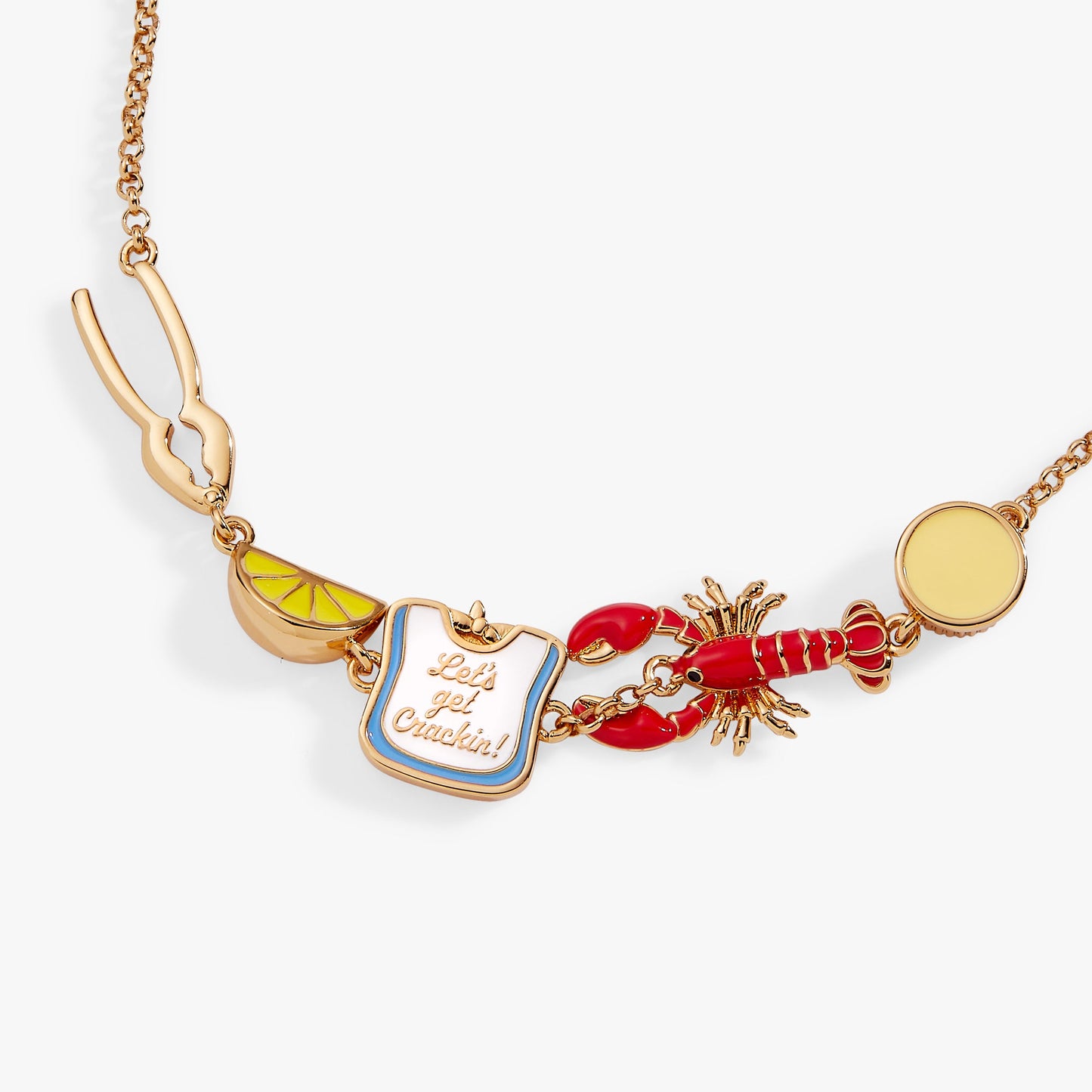 Lobster Boil 'Let's Get Crackin!' Inline Charm Bracelet Gold