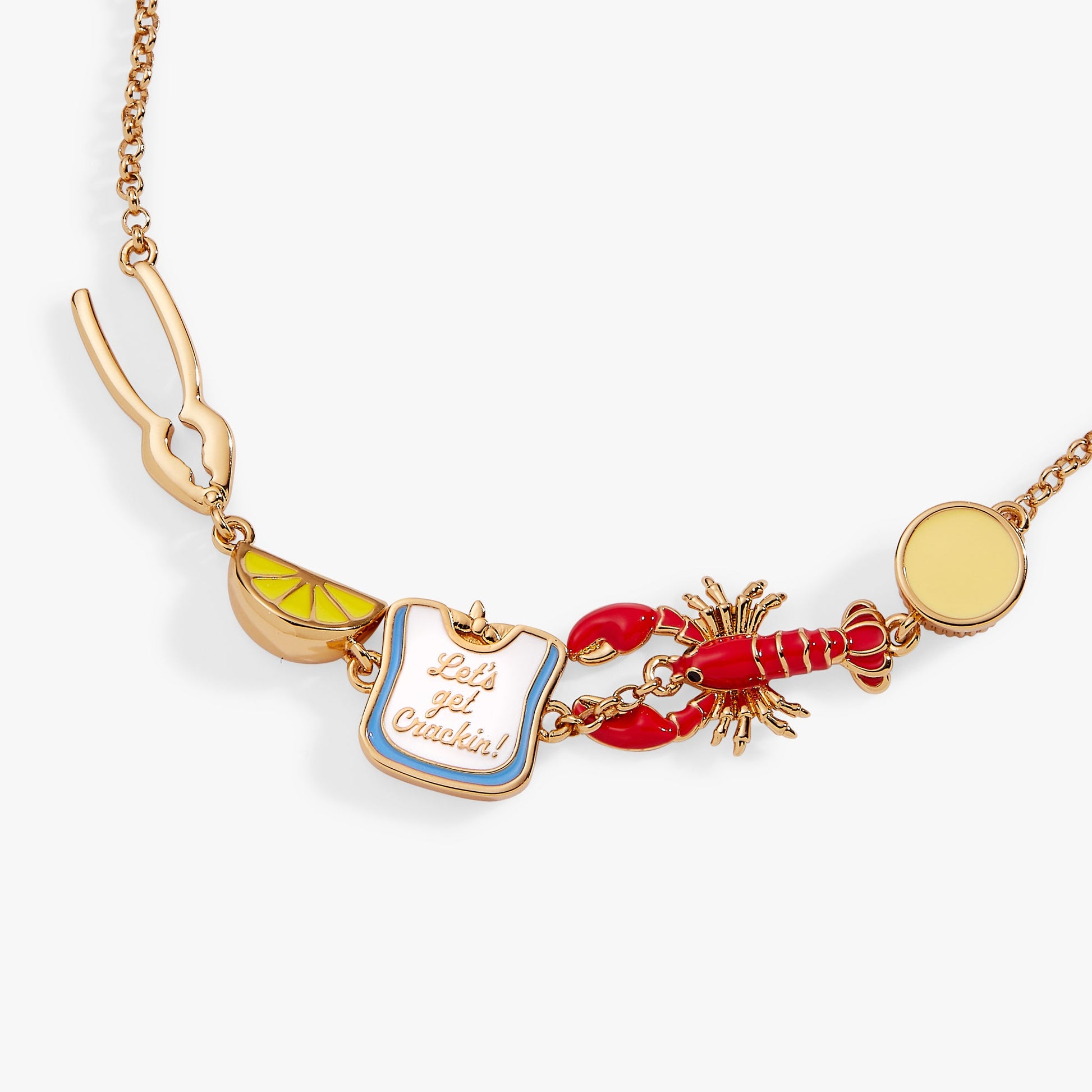 Lobster Boil 'Let's Get Crackin!' Inline Charm Bracelet Gold