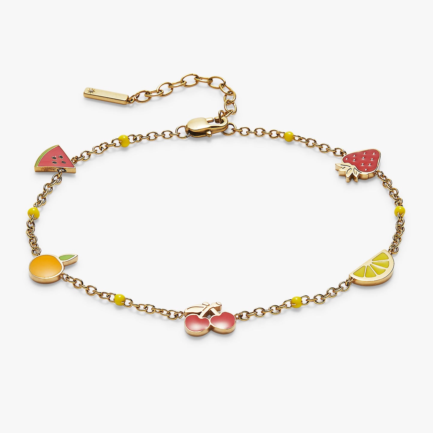 Fruit Inline Charm Anklet Stainless Steel Gold