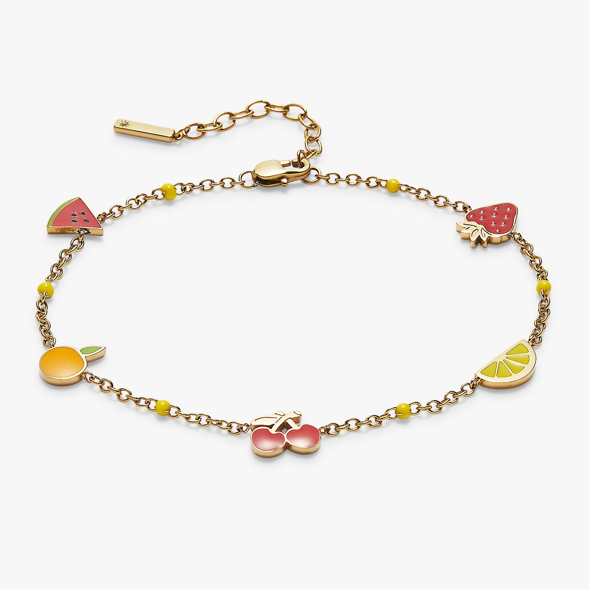 Fruit Inline Charm Anklet Stainless Steel Gold