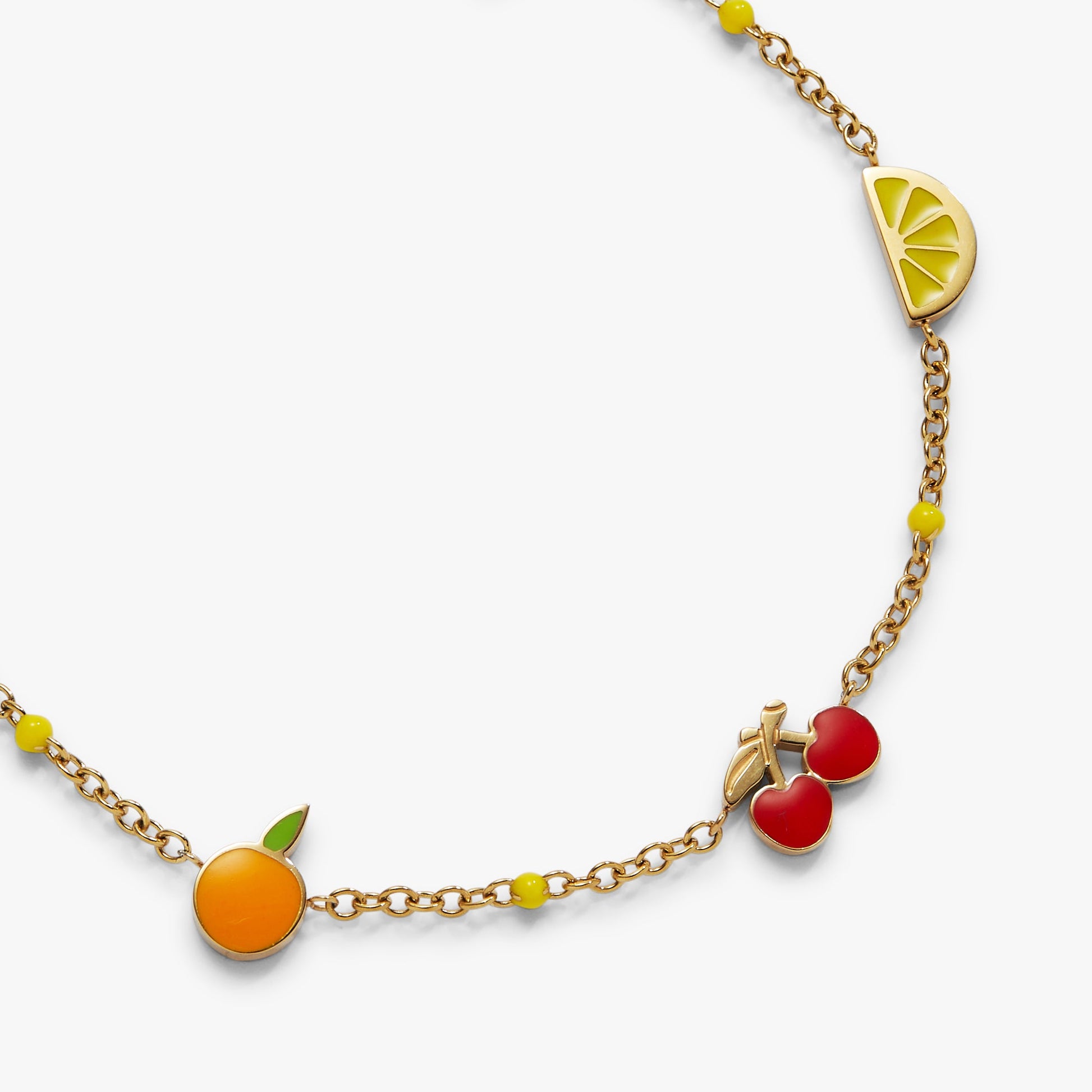 Fruit Inline Charm Anklet Stainless Steel Gold