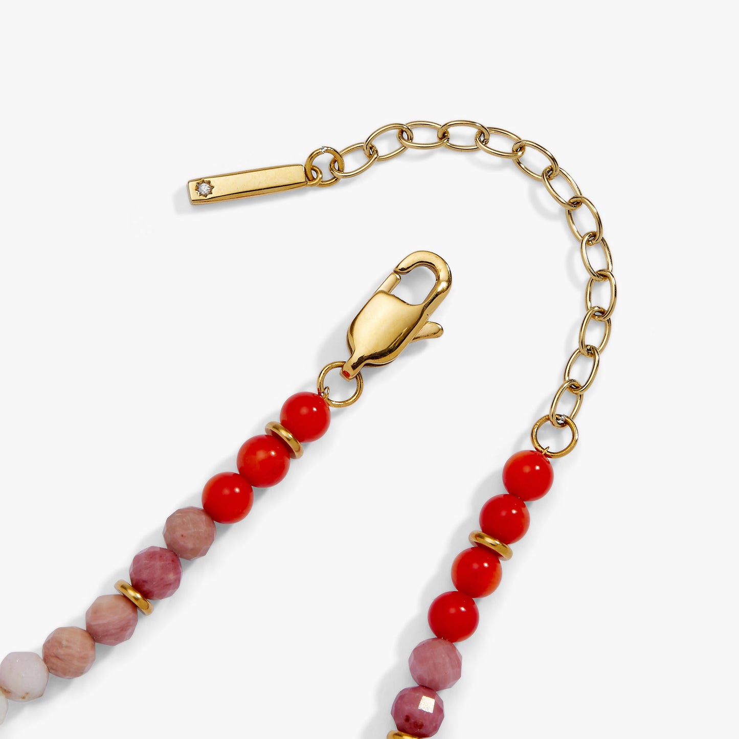 Coral Ombre Semi-Precious Beaded Bracelet Stainless Steel Gold