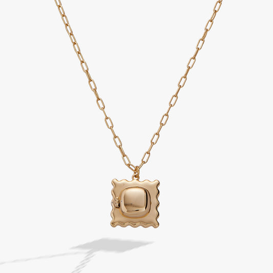 Pasta Girl 'Anything Is Pastable' Ravioli Locket Pendant Gold