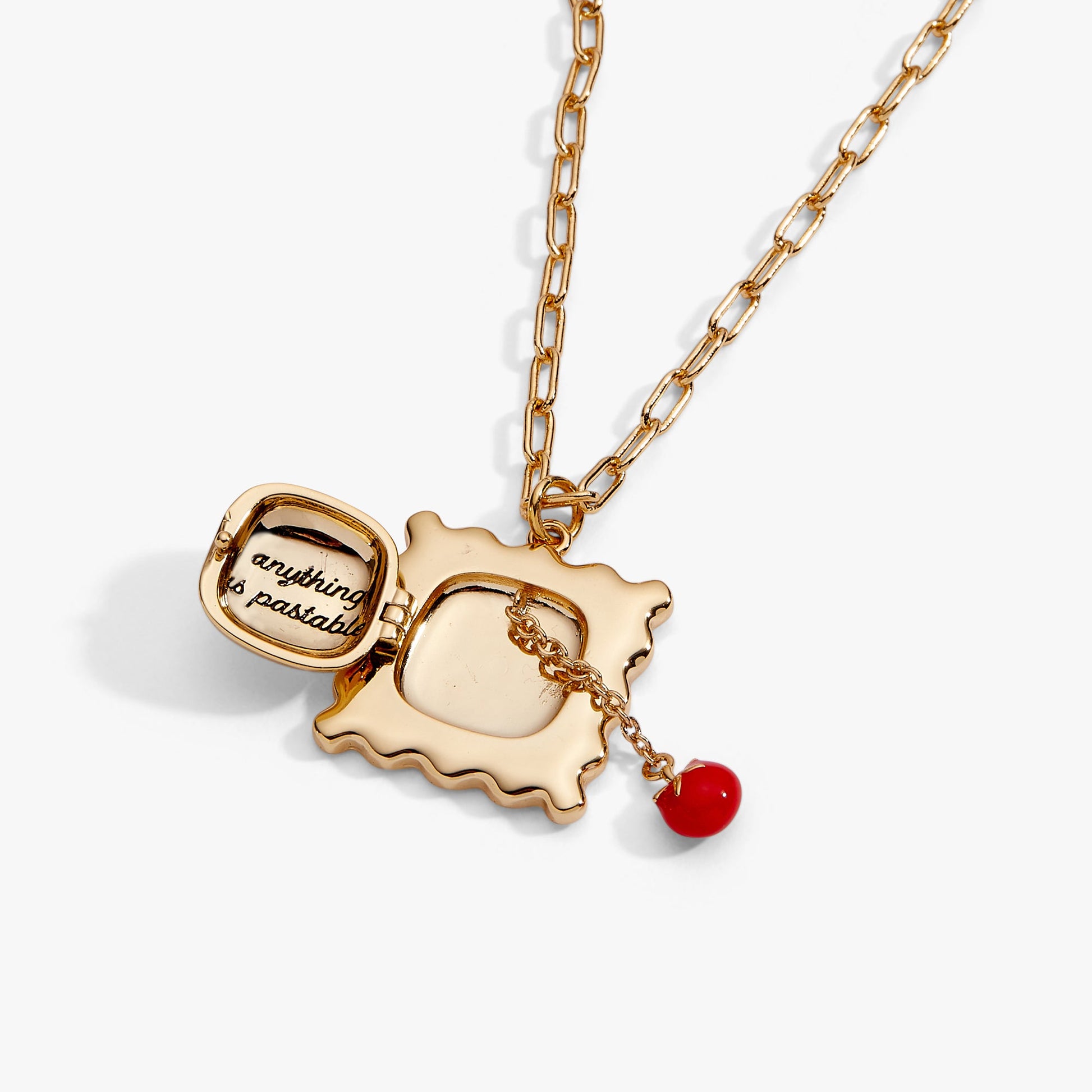 Pasta Girl 'Anything Is Pastable' Ravioli Locket Pendant Gold