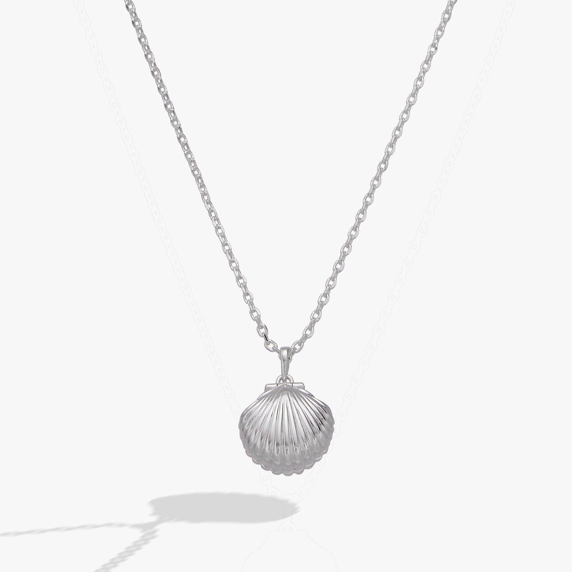 Salt + Sea 'Seashells Are Love Letters In The Sand' Seashell Locket Pendant Silver
