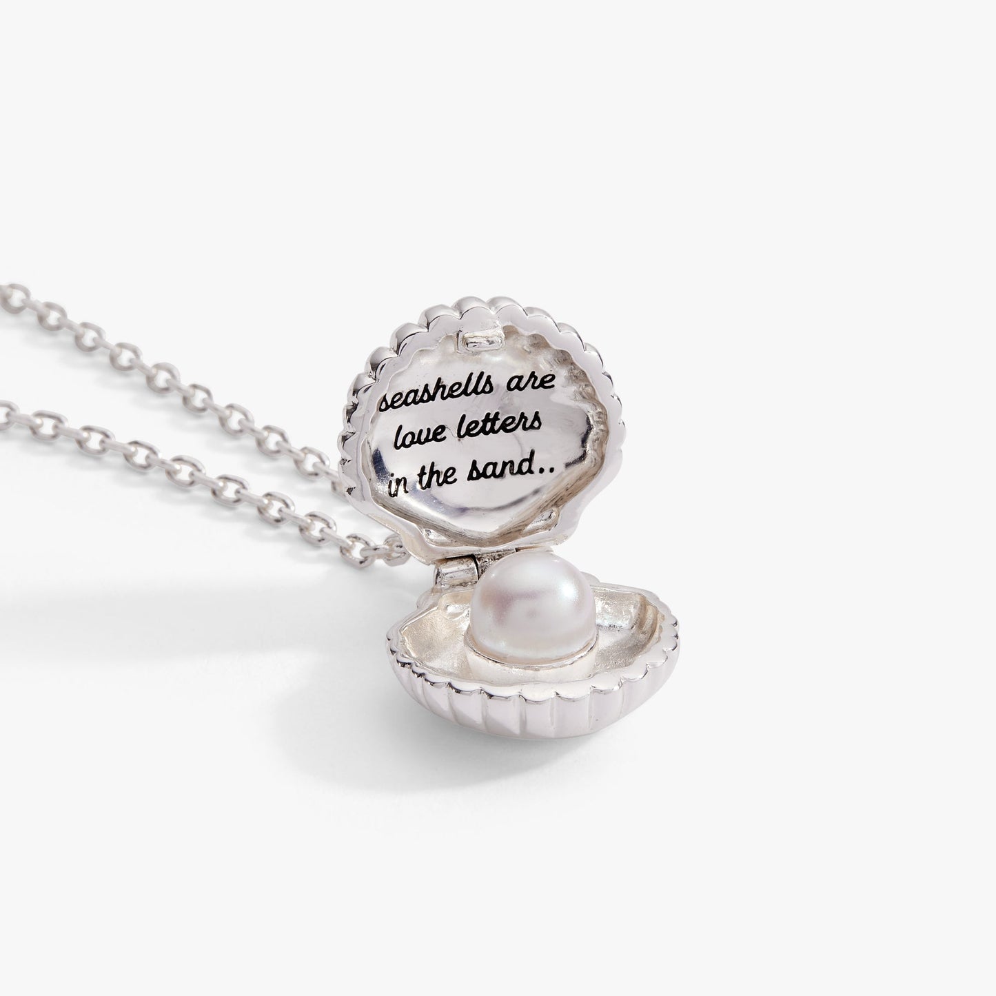 Salt + Sea 'Seashells Are Love Letters In The Sand' Seashell Locket Pendant Silver