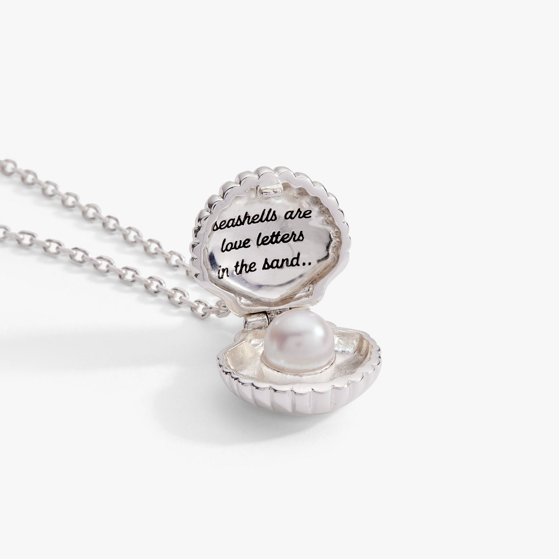 Salt + Sea 'Seashells Are Love Letters In The Sand' Seashell Locket Pendant Silver