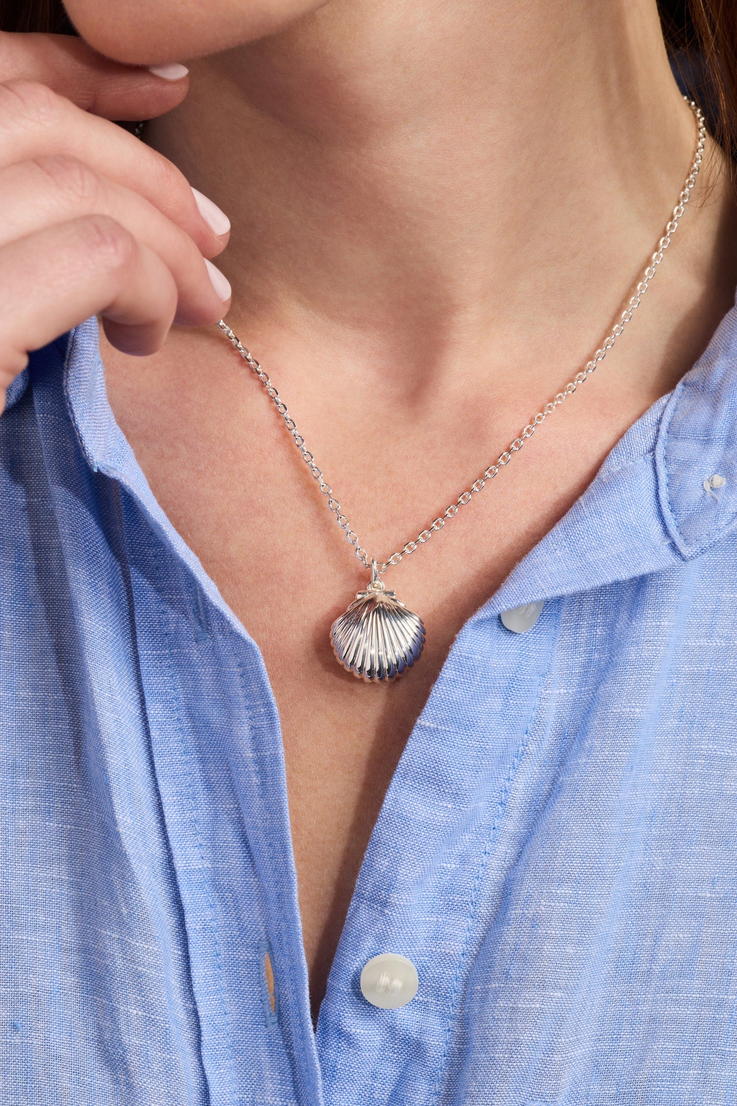 Salt + Sea 'Seashells Are Love Letters In The Sand' Seashell Locket Pendant Silver