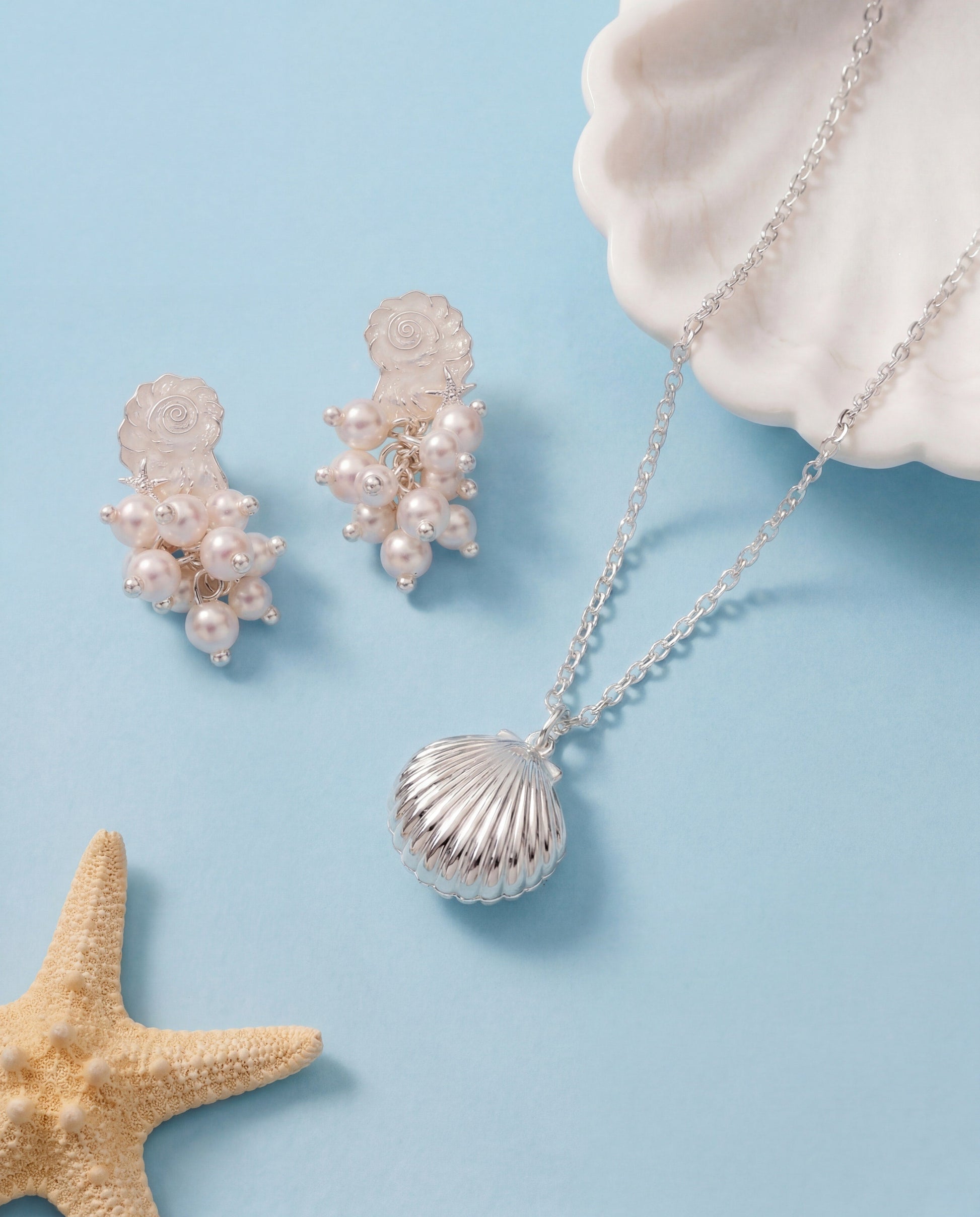 Salt + Sea Pearl Statement Earrings Silver