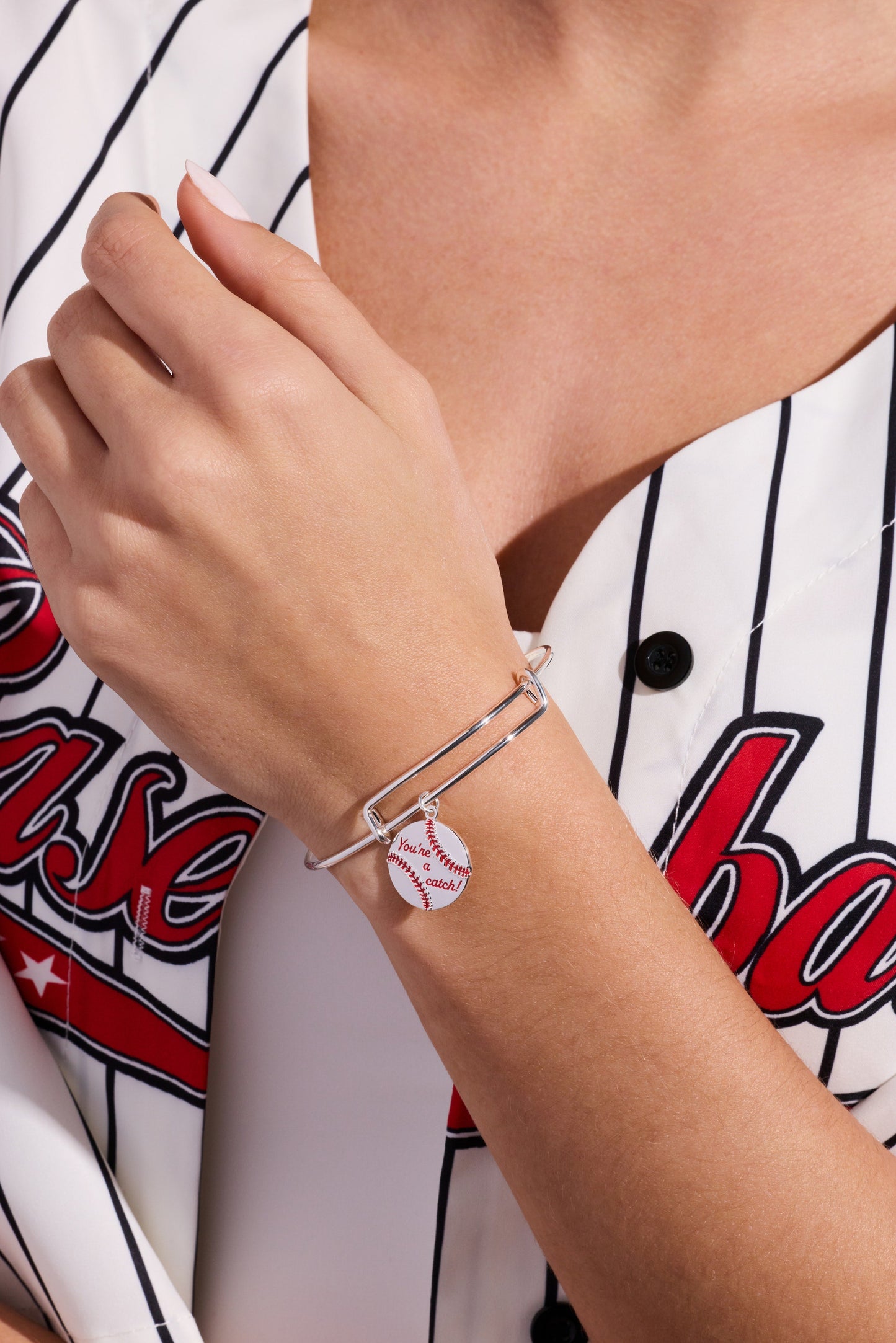 "You're a Catch" Charm Bangle Silver
