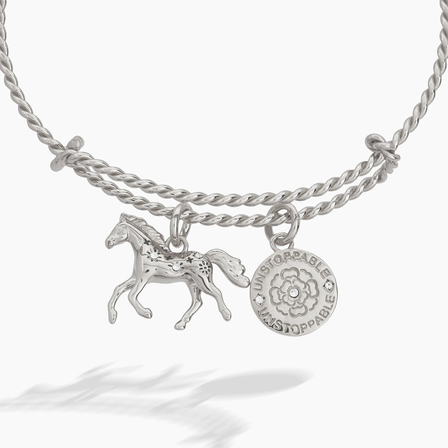 Horse Rope Textured Charm Bangle Gold