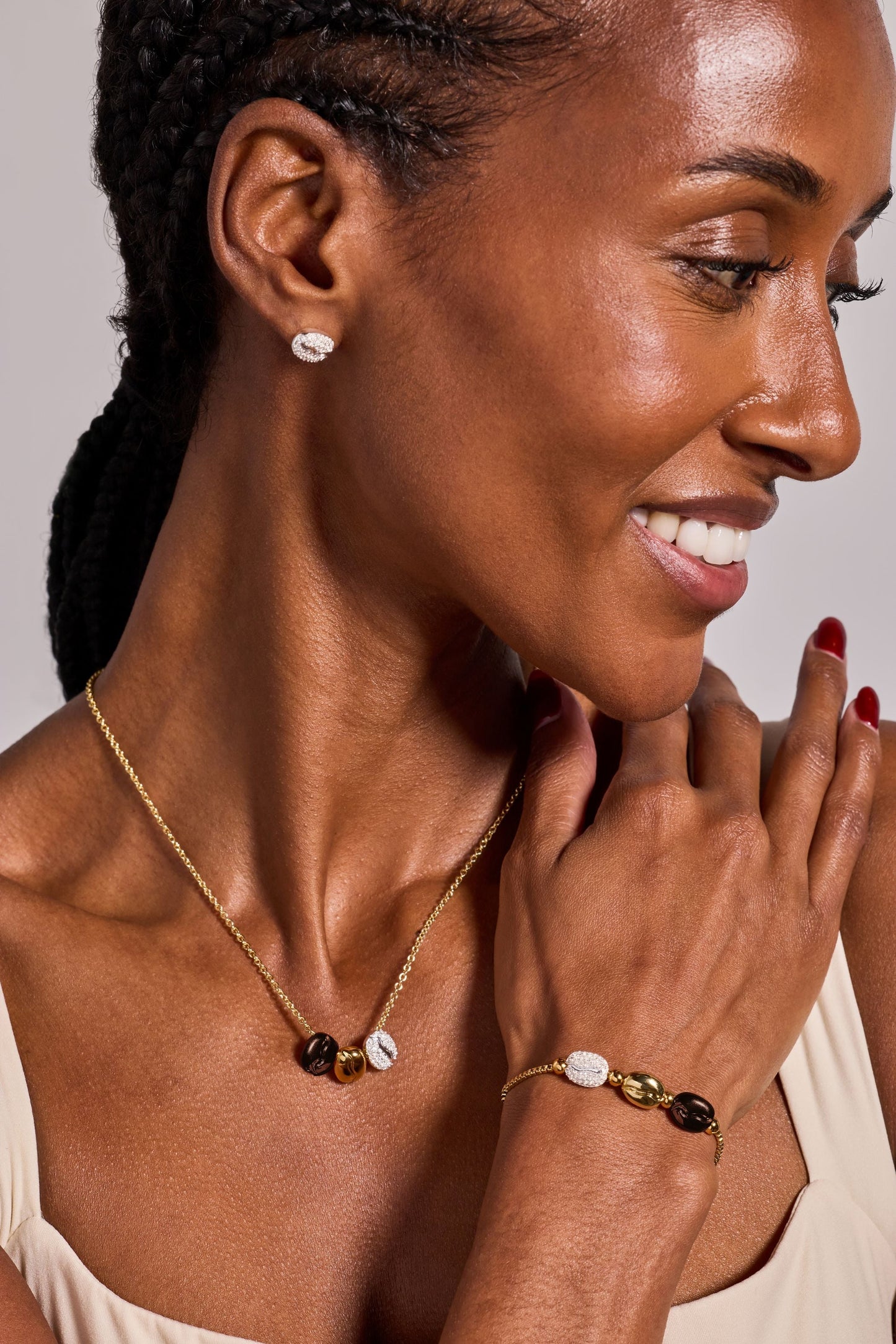 Coffee Bean Necklace Tri-Tone