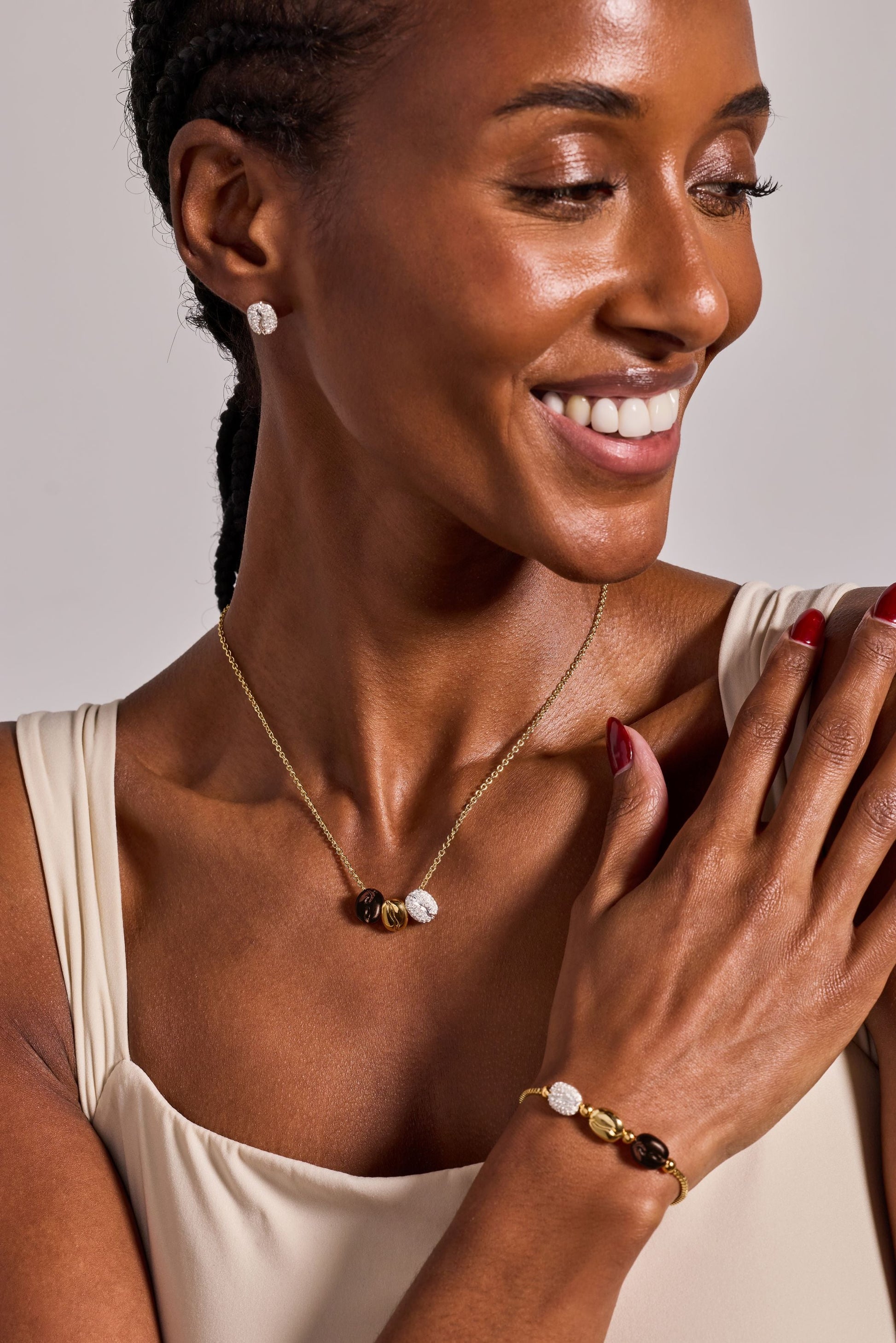 Coffee Bean Necklace Tri-Tone