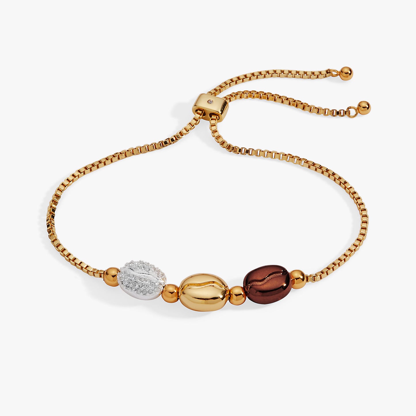 Coffee Bean Bolo Bracelet Tri-Tone