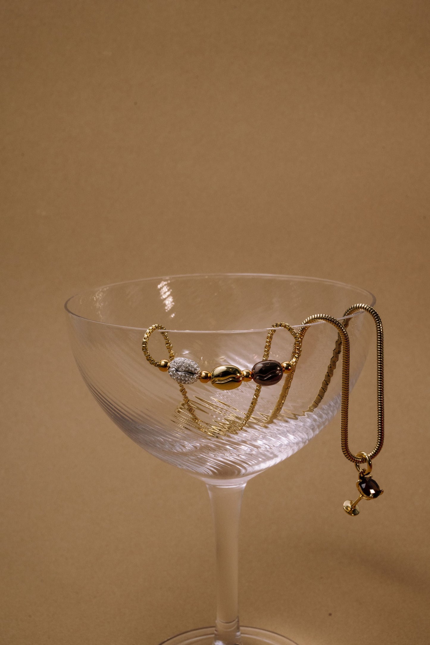 Coffee Bean Bolo Bracelet Tri-Tone