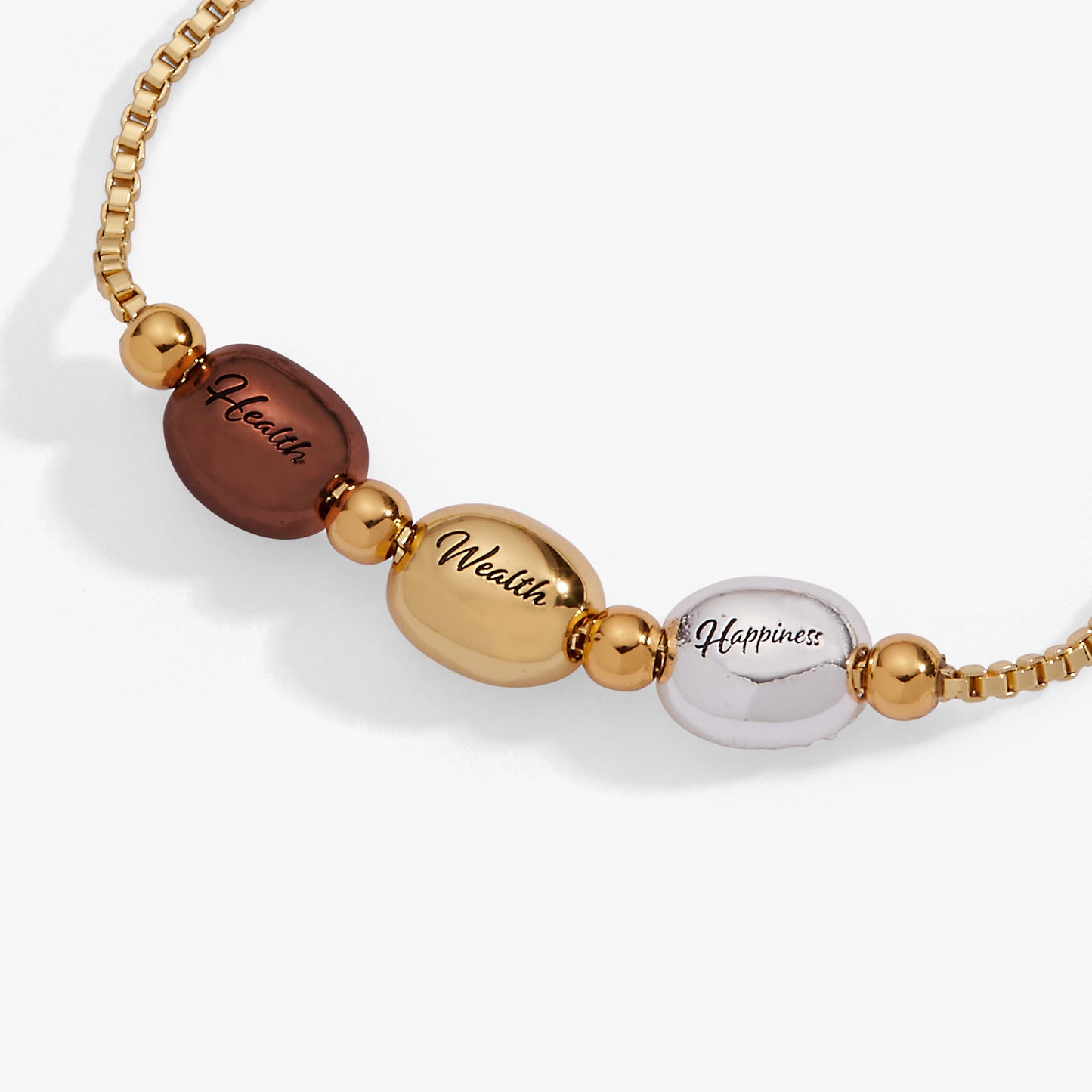 Coffee Bean Bolo Bracelet Tri-Tone