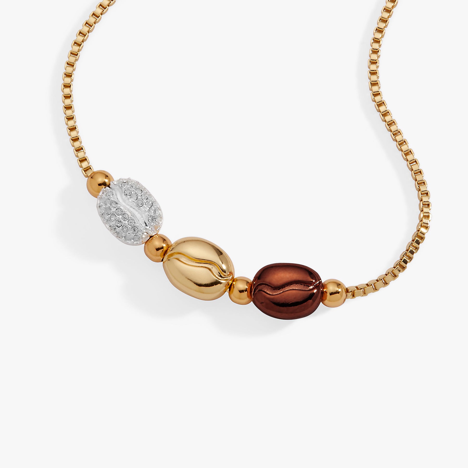 Coffee Bean Bolo Bracelet Tri-Tone