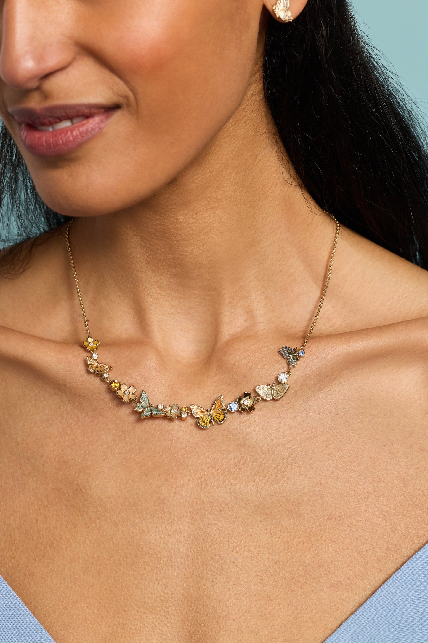 New York Botanical Garden® Butterfly Inline Necklace Gold