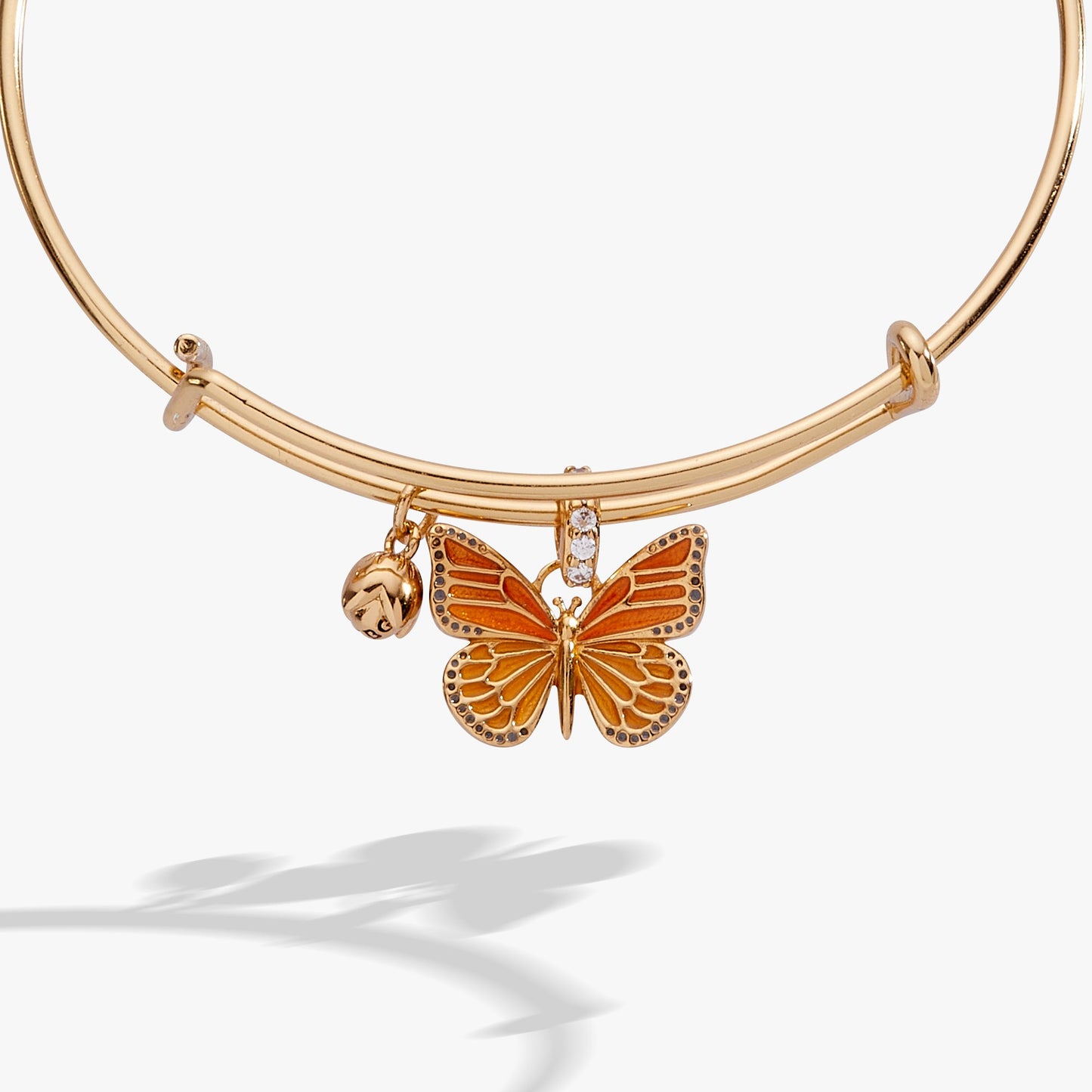 New York Botanical Garden® Monarch Butterfly Charm Bangle Gold