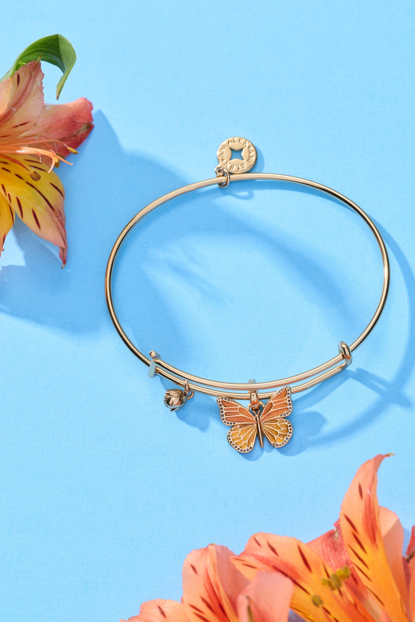 New York Botanical Garden® Monarch Butterfly Charm Bangle Gold