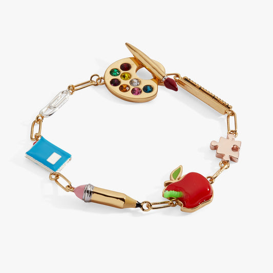 Teacher’s Pet Linear Charm Toggle Bracelet Tri-Tone