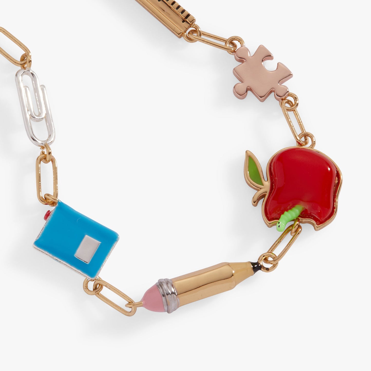 Teacher’s Pet Linear Charm Toggle Bracelet Tri-Tone