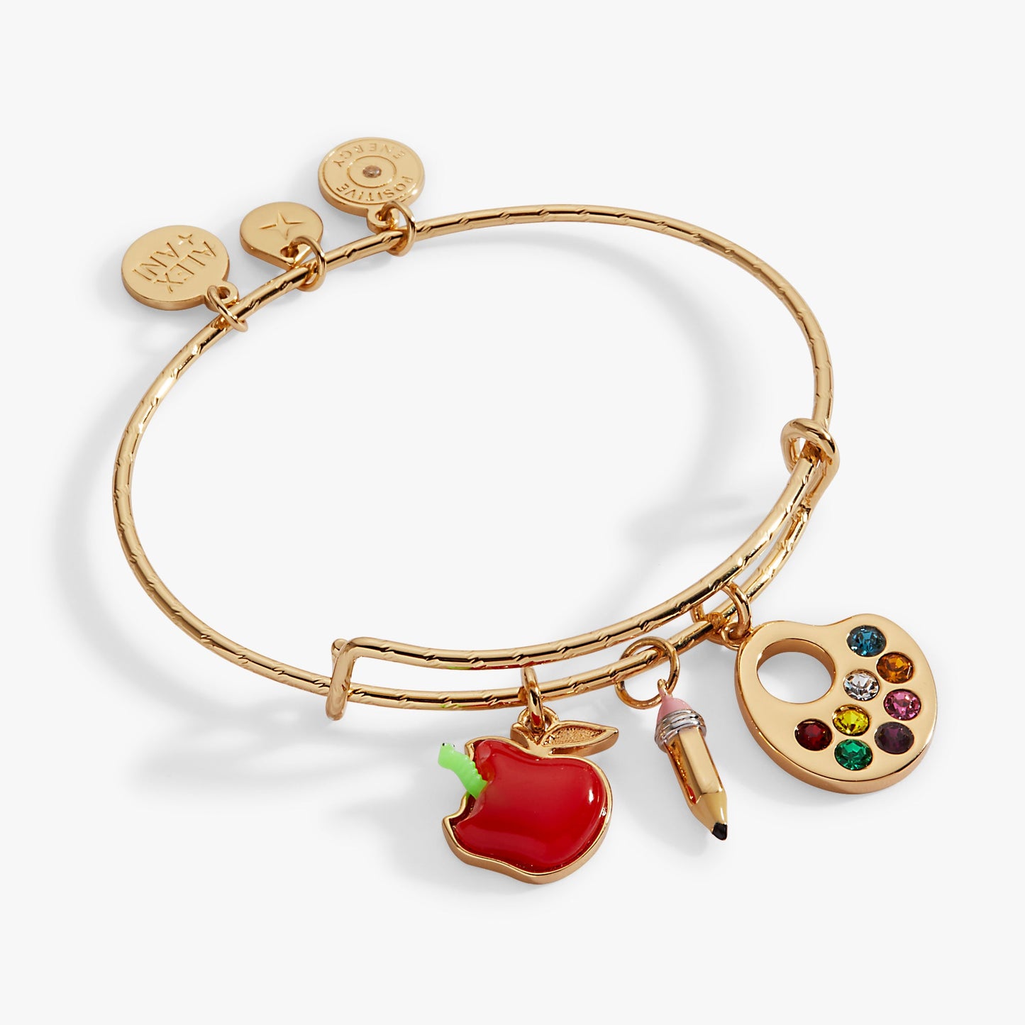 Teacher’s Pet Multi Charm Textured Bangle Gold