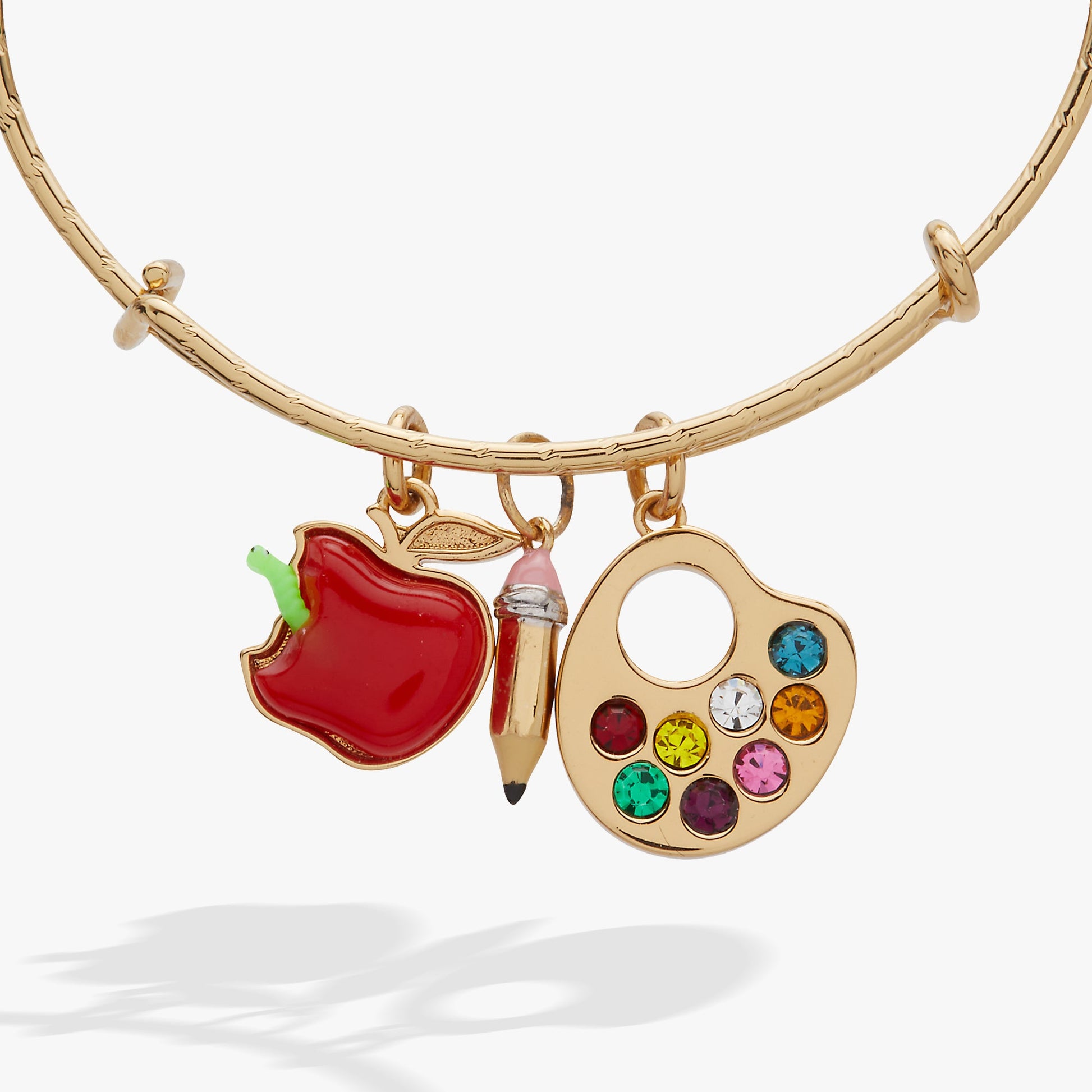 Teacher’s Pet Multi Charm Textured Bangle Gold