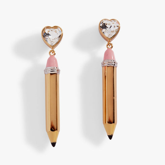 Pencil Drop Earrings Two Tone