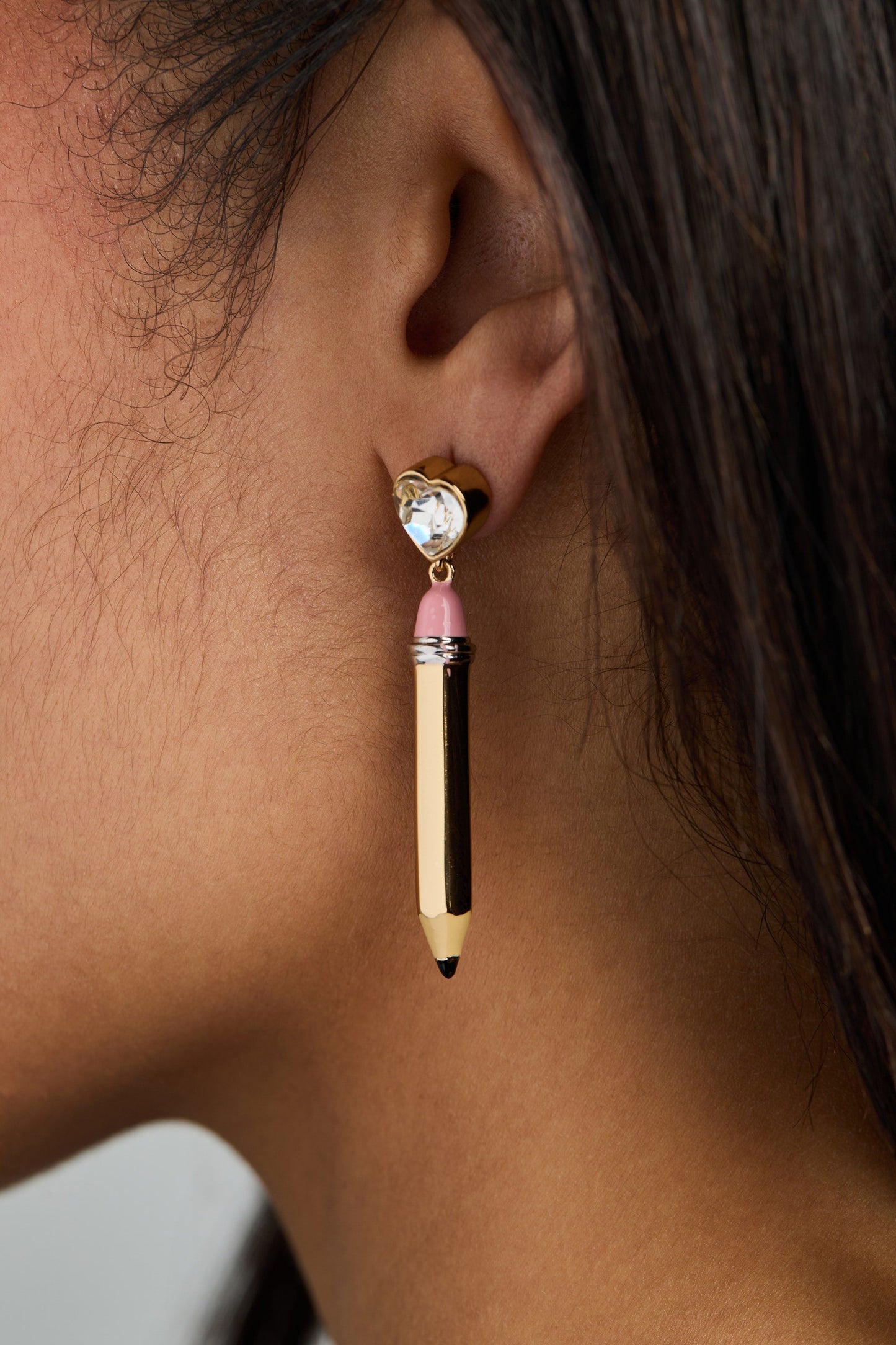 Pencil Drop Earrings Two Tone