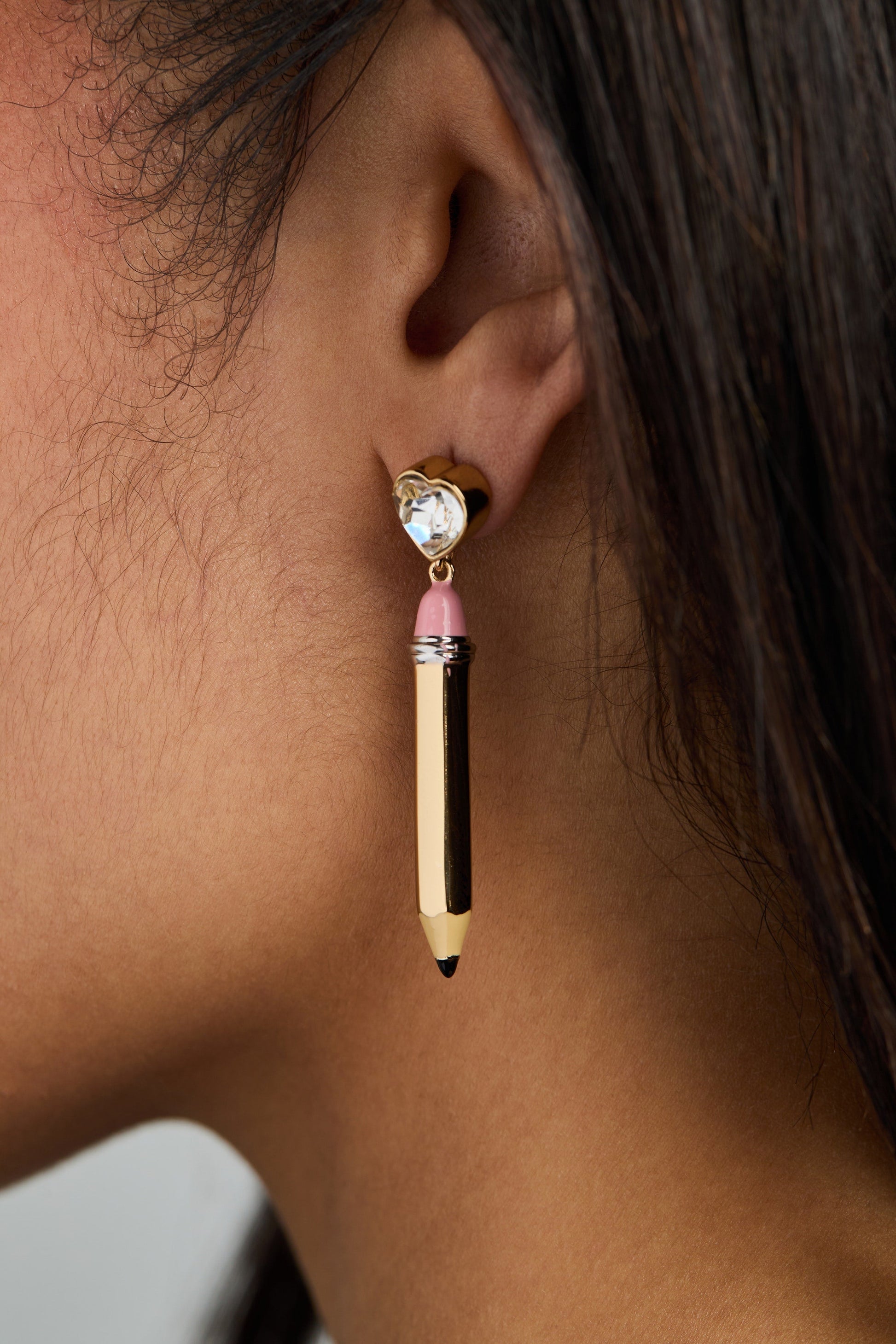 Pencil Drop Earrings Two Tone