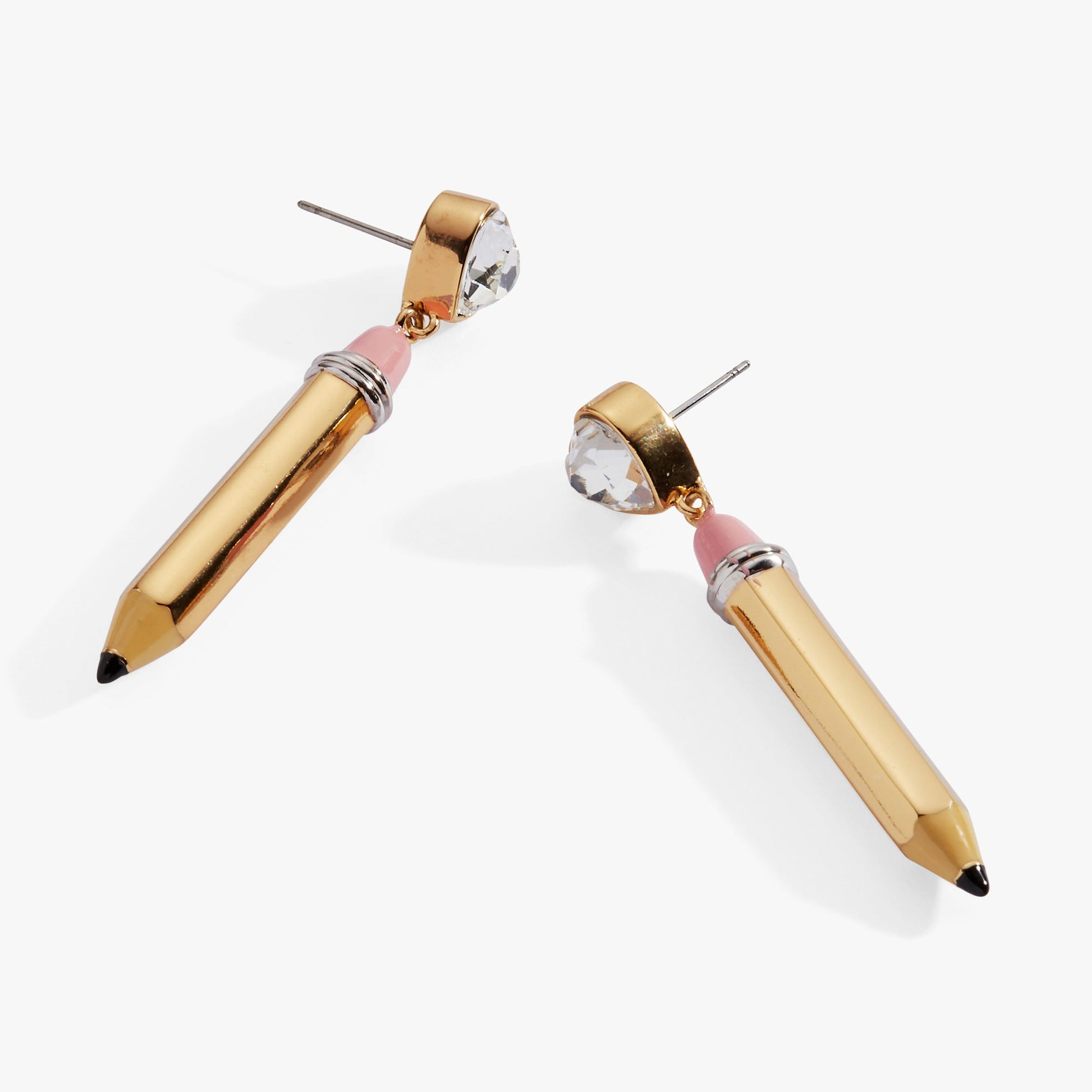 Pencil Drop Earrings Two Tone