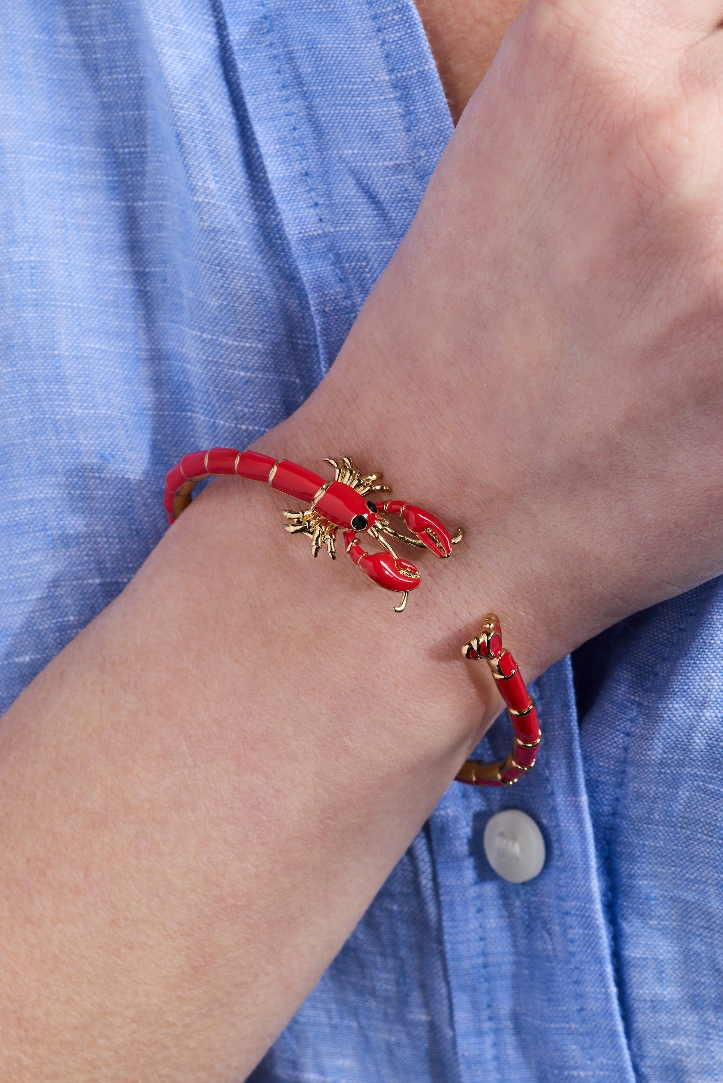 Lobster Boil Hinged Cuff Gold