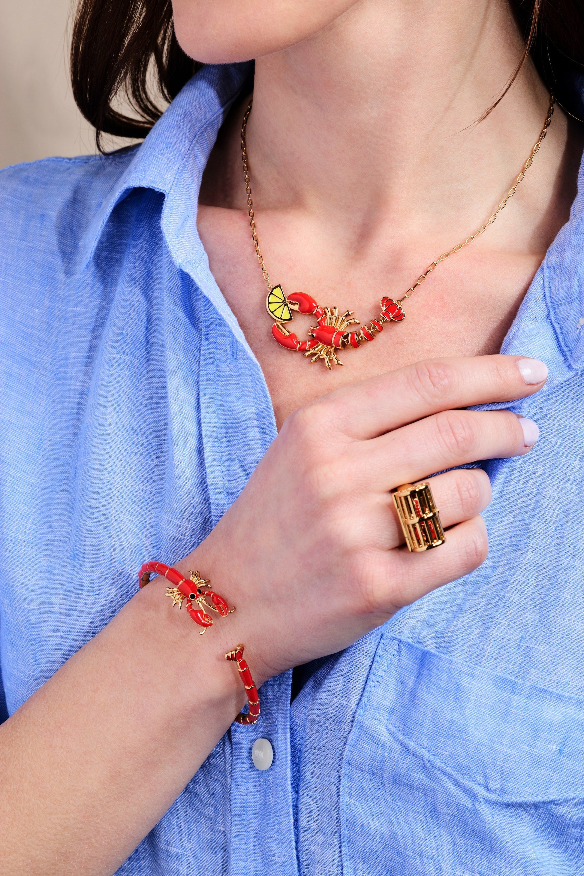 Lobster Boil Necklace Gold