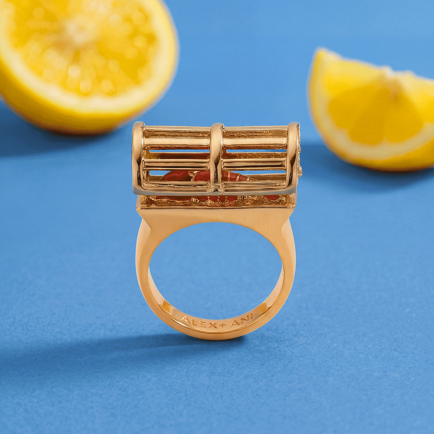 Lobster Boil Hinged Cage Ring Gold