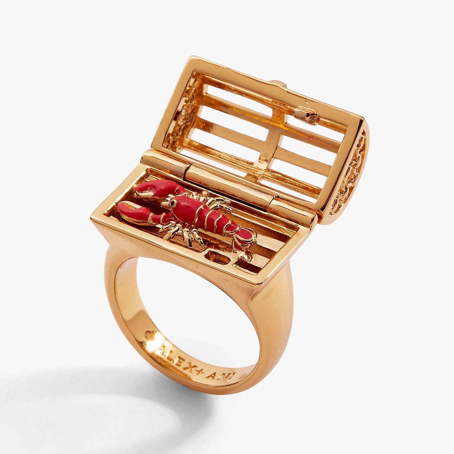 Lobster Boil Hinged Cage Ring Gold