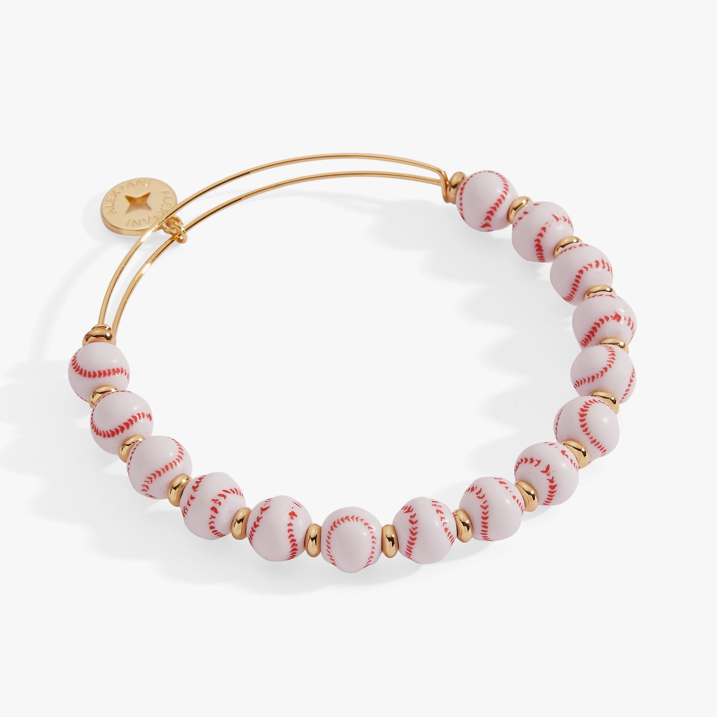 Baseball Beaded Bangle Gold