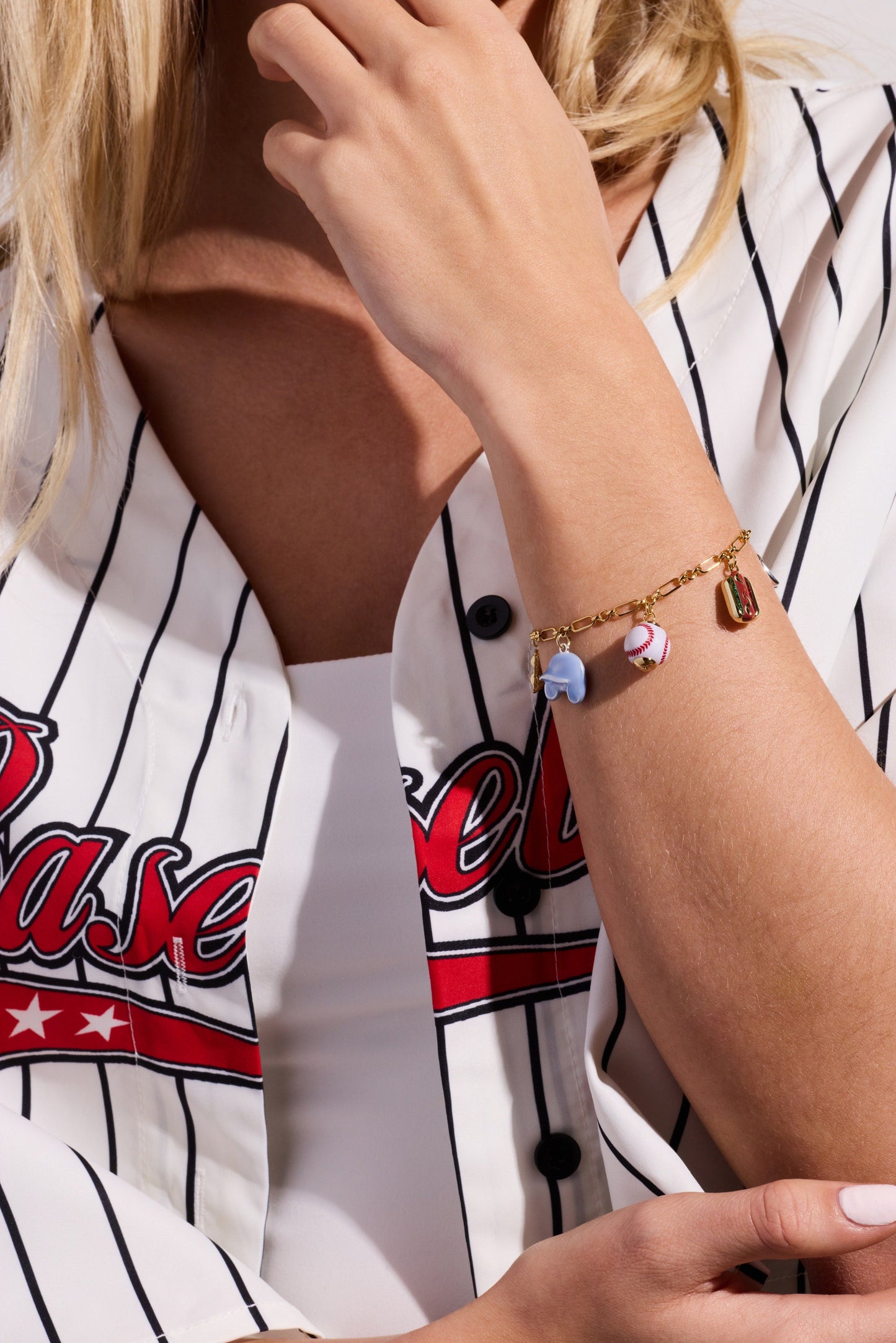Take Me Out to the Ballgame Charm Bracelet Two Tone