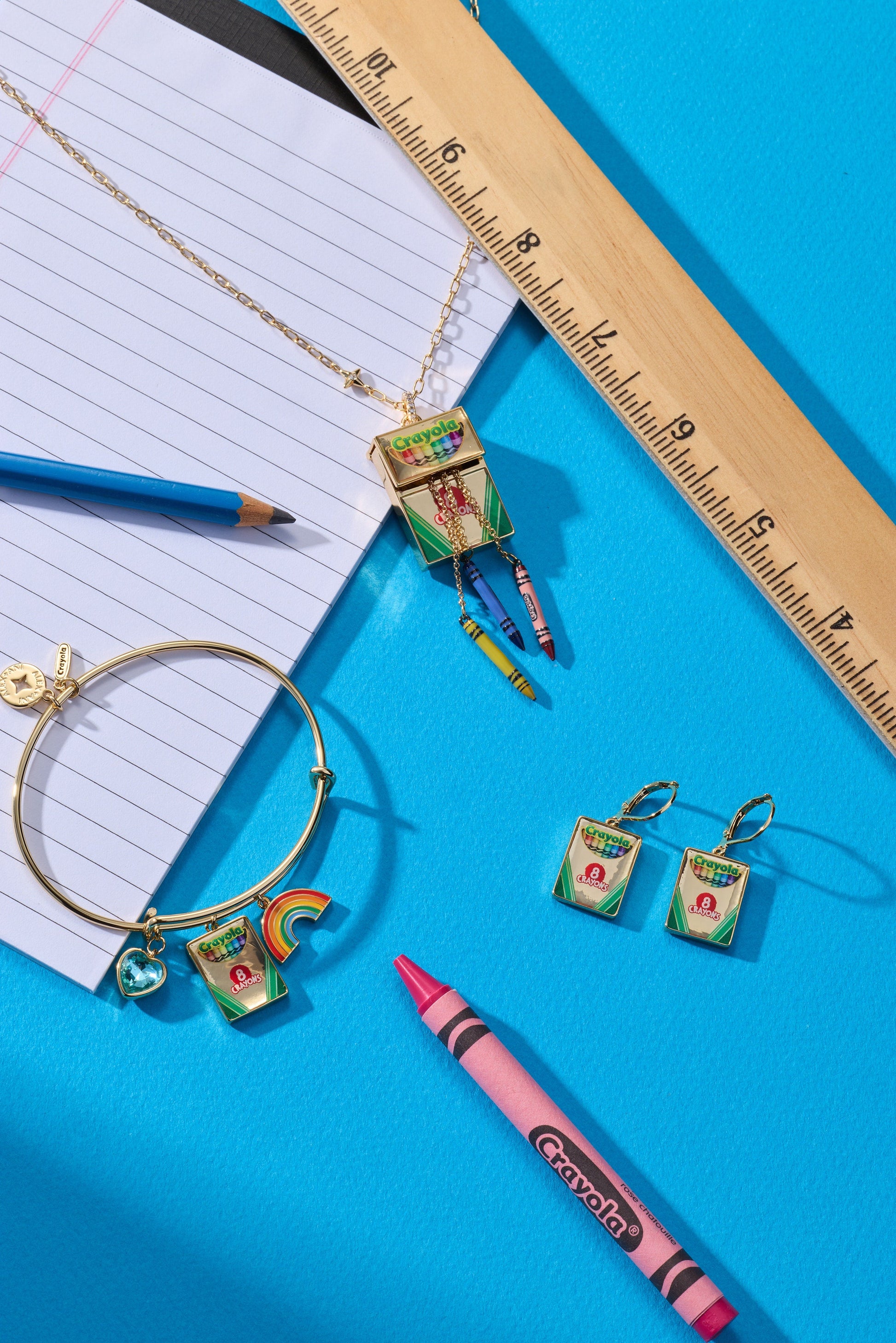 Crayola 'To Teach Is To Color A Life Forever' Crayon Box Locket Gold
