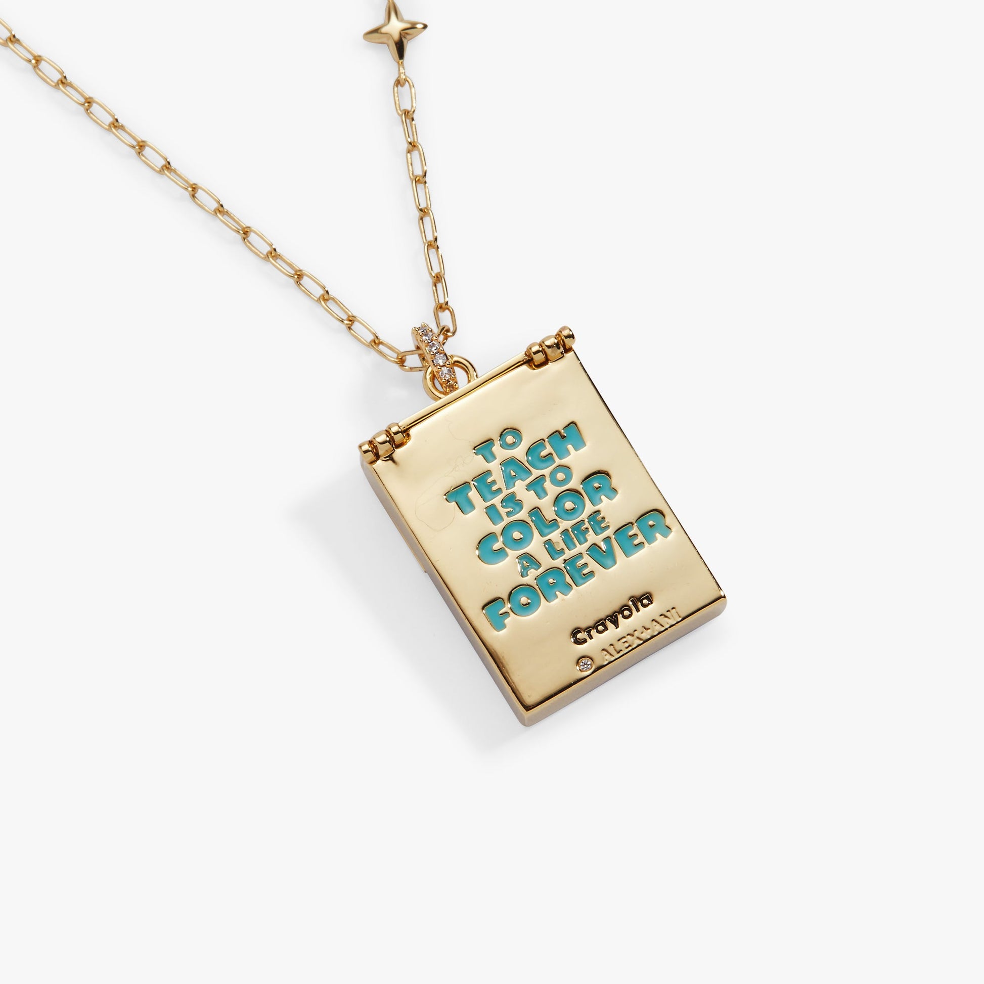 Crayola 'To Teach Is To Color A Life Forever' Crayon Box Locket Gold