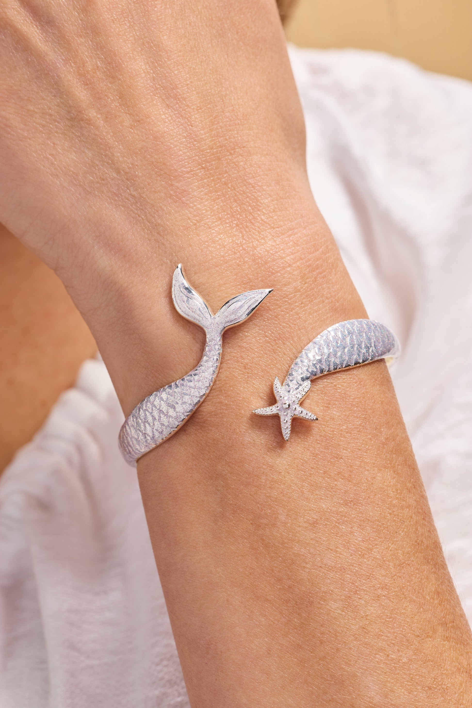 Salt + Sea 'Mermaid Kisses, Starfish Wishes' Cuff Silver